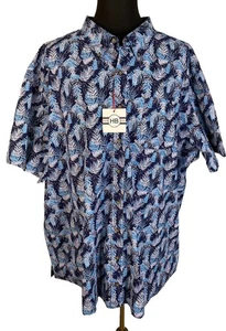 HB Harbor Bay Shirt Mens 4XL Button Down Palm Leaves Wrinkle Resistant NEW - Picture 1 of 13