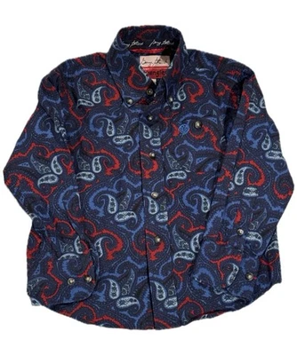 Camisa George Strait Wrangler Jóvenes Niños XS Vaquero Occidental Azul Rojo Abotonada Foto 1 de 3