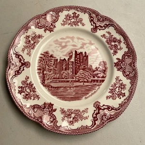 "Plato de cena vintage Johnson Bros Old Britain Castles 10"" rosa Blarney astillado" - Imagen 1 de 6