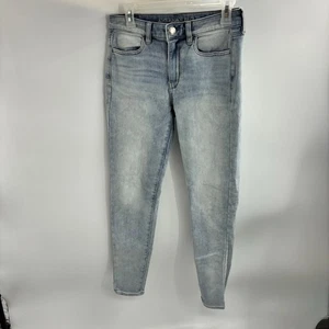 Pantalones de mezclilla ajustados American Eagle lavado claro para mujer talla 6 tiro alto elásticos - Imagen 1 de 7