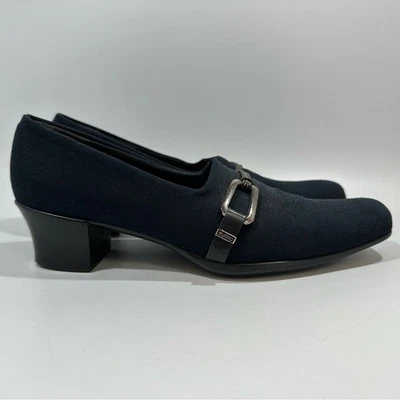 Munro Womens Cindi Navy Blue Stretch Fabric Block Heel Comfort Shoes 7 SS - Image 1 of 4