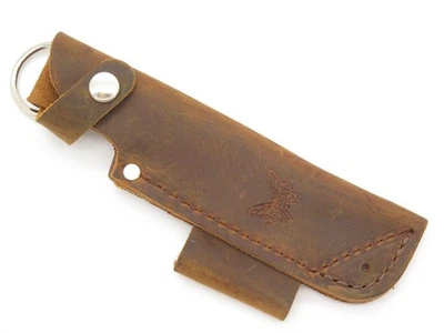 Funda de cuchillo de hoja fija de caza de cuero Bushcrafter 988271F hecha en banco (Blem) Foto 1 de 4
