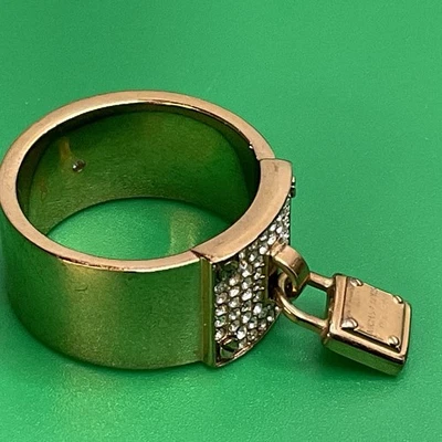 MK Gold Tone Crystal Sparkling Rings Size 8 Michael Kors, Ring With Lock  Logo - Image 1 of 4