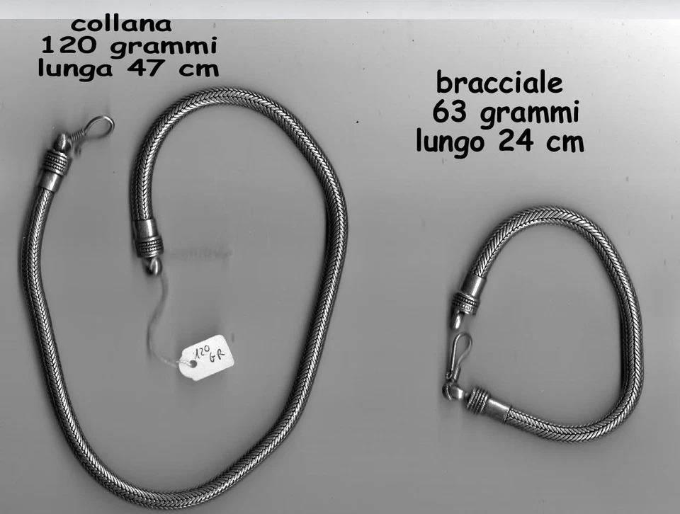  collana e bracciale bagno argento indiano  6/7 mm silver snake unisex necklace  - Immagine 1 di 1