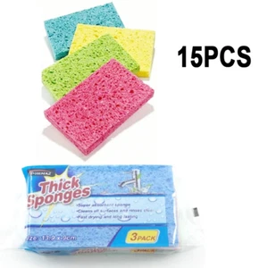 15pcs Heavy Duty Thick Kitchen Cleaning Sponge Scrubber Wipe Washing 13.9x9cm - Picture 1 of 1
