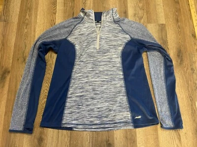 Camisa Avia, Para Mujer Talla Grande, Azul Blanco, 1/4 Cremallera, Manga Larga, Ropa Deportiva Foto 1 de 4