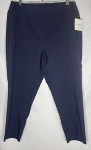Ellen Tracy Womens 1X Pull On Stretch Straight Leg Dress Pants Navy - Picture 1 of 6