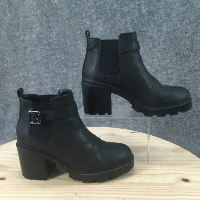 Mix No. 6 Boots Womens 8 M Videl Chelsea Black Buckle Strap Lug Sole Casual - Imagem 1 de 4