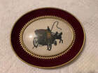Vintage Horse Buggy Needlework Oval Velvet Framed Wall Art