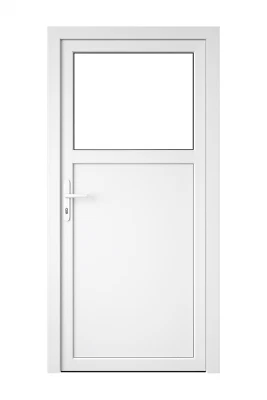 Kunststoff Nebeneingangstür Nebentür außenöffnend Kellertür Hintertür Glas weiß - Bild 1 von 4