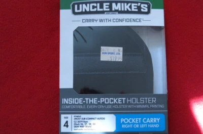Uncle Mikes Pocket Holster Size 4 Glock 26-27-28-33 MP Shield Sub Compact Autos - Image 1 of 4