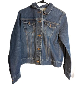 Gap stretch blue jean jacket L teen girls preowned - Picture 1 of 5