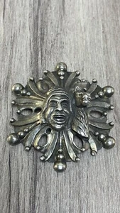 Peruvian Art Laughing Man with Llama Brooch Silver Tone Brooch No Pin - Bild 1 von 13