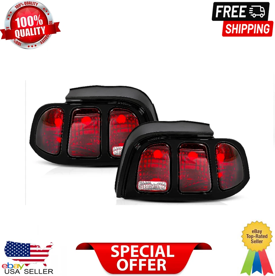 Par de luces traseras de freno negras rojas para Ford Mustang 1994 1995 1997 1998 izquierda y derecha Foto 1 de 4