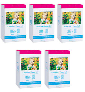 Five Pack Canon KP-108IN Selphy Color Ink 4x6 & Paper Set for SELPHY CP910 CP900