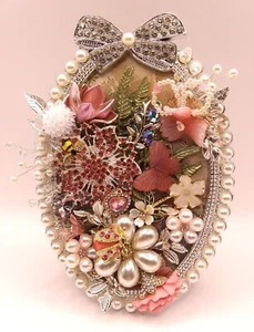 SCHMUCKKUNST - schöne Strass, Emaille, Kunstperlen Blumen, Marienkäfer, Biene - Bild 1 von 8
