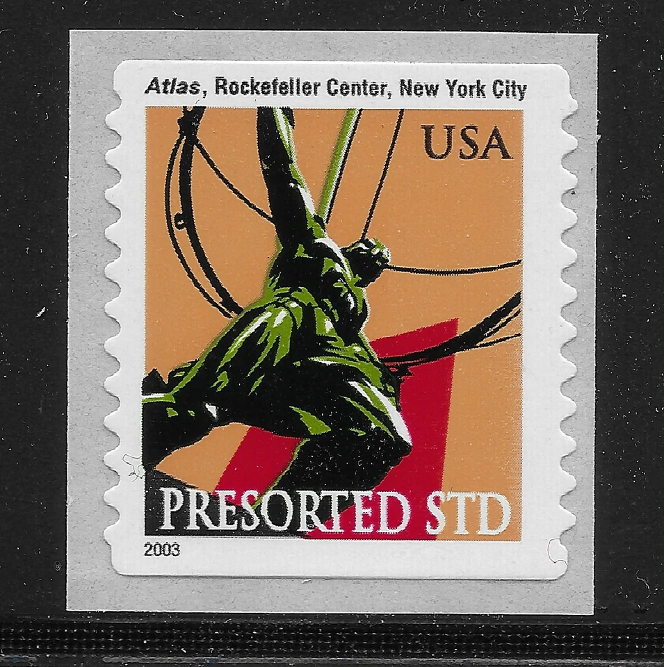 US Scott #3770, Single 2003 Atlas Statue 10c FVF MNH - Image 1 of 1