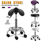 Hydraulic Saddle Rolling Chair Tattoo Spa Massage Stool Salon Chair w/ Backrest