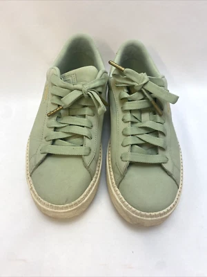 Puma Basket Trainers Ladies Size 5.5 UK Pale Green - Image 1 of 4