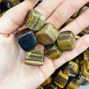 Dice Tumbled Natural Tiger's Eye Gemstone Raw Rock | June Zodiac Birth Stone - Picture 1 of 5