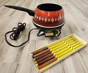 Vintage Retro Oster Electric Fondue Pot and Fondue Fork Set by Hamilton Beach - Picture 1 of 19