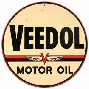 VEEDOL MOTOR OIL 14" ROUND HEAVY DUTY USA MADE METAL GAS ADVERTISING SIGN - Picture 1 of 1