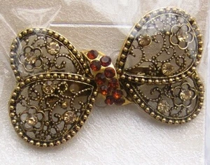 MODESCHMUCK - GOLDFARBENE SCHMETTERLING ANSTECKNADEL BROSCHE 2" MIT ROSA STRASSSTEINEN - Bild 1 von 3