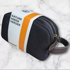 Timberland Men's Core Canvas Travel Kit Toiletry Bag Black Classic Zipper Pouch - Picture 1 of 4