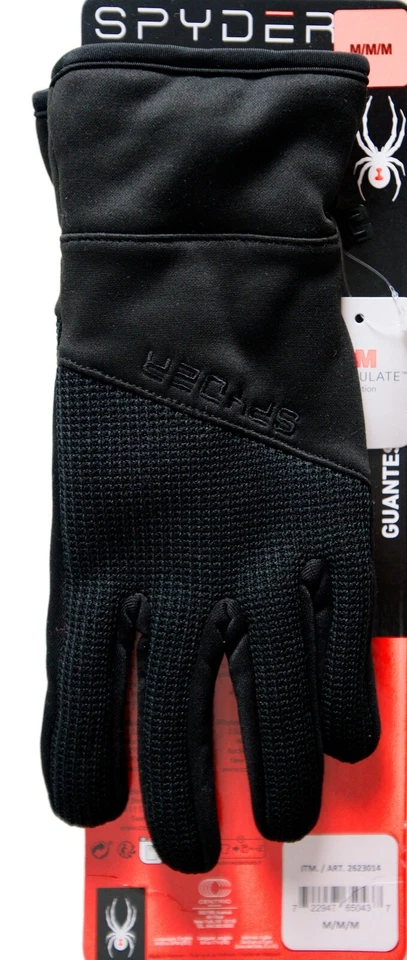 Spyder Men's Core Conduct Gloves 3M Thinsulate Leather Palm Medium Black