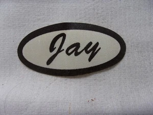 JAY GEBRAUCHT KOMPLETT SIEBDRUCK AUFNÄHEN NAME PATCH ETIKETTEN OVAL SCHWARZ AUF WEISS - Bild 1 von 3
