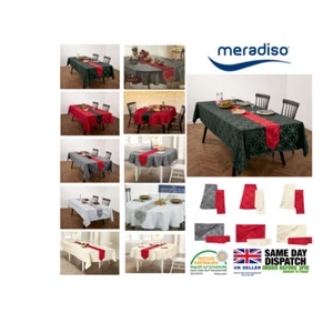 Meradiso hochwertige, waschbare Tischdecke mit Läufer, aus 100% Polyester - Bild 1 von 24