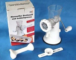 ON Drehwolf Fleischwolf Spritzgebäck-Vorsatz Saugfuß Kunststoff UNBENUTZT OVP - Bild 1 von 7