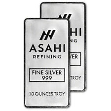 TWO (2) 10 oz Silver Bar - Asahi Refining .999 Fine