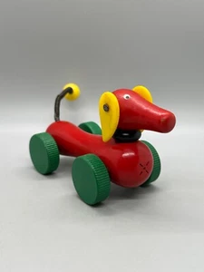 Vtg. 1970s Brio Classic Wooden Toy Dog - red dachshund - Picture 1 of 20