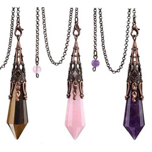 Natural Crystal Quartz 12 Face Stone Pendulum Pendant Reiki Healing Divination - Picture 1 of 25