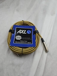 2 AXL CM-390-20BN-YE 20 FOOT MICROPHONE CABLE BROWN & YELLOW TWEED 2 PACK - Picture 1 of 1