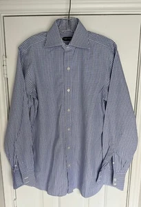 Men’s Tom Ford Blue Micro Stripe Dress Shirt size 15.5 made in Switzerland - Picture 1 of 6