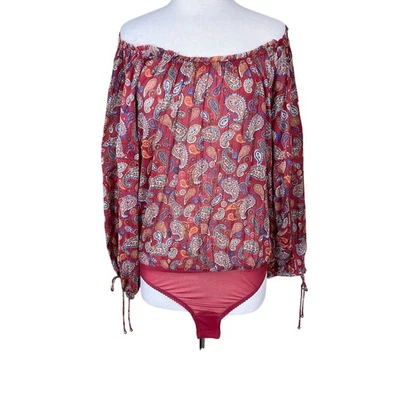 Free People Intimately Free Long Sleeve Sundown Paisley Bodysuit Med NWT - Image 1 of 4