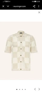 REISS Men's Crochet Knit Shirt Size MEDIUM BNWT - Picture 1 of 7