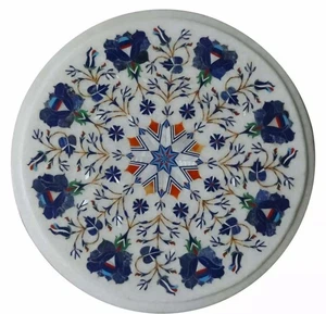 12 Zoll weiße Marmor-Ecktischplatte edel Pietra Dura handgefertigte... - Bild 1 von 8
