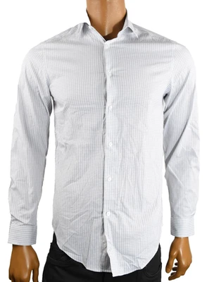 Calvin Klein стали + мужской платье рубашка S 14,5 32/33 белый черный чек Slim Fit - Изображение 1 из 4