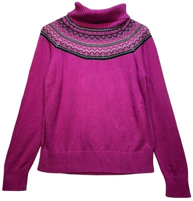 Suéter Charter Club para mujer Fair Isle nórdico cuello alto tejido talla P/M púrpura Foto 1 de 4