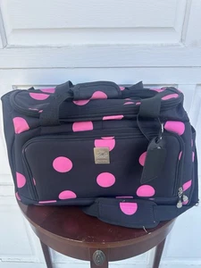 Jenni Chan Black/Pink Polka Dot Duffle Bag Pre Owned Great Condition - Picture 1 of 12