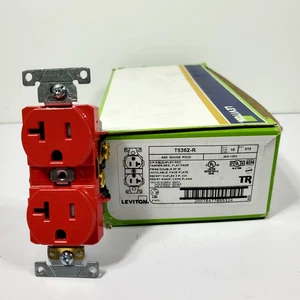 9 NINE Leviton RED T5362-R 20A 125V Duplex Receptacle Outlet Tamper Res Flat NEW - Picture 1 of 4