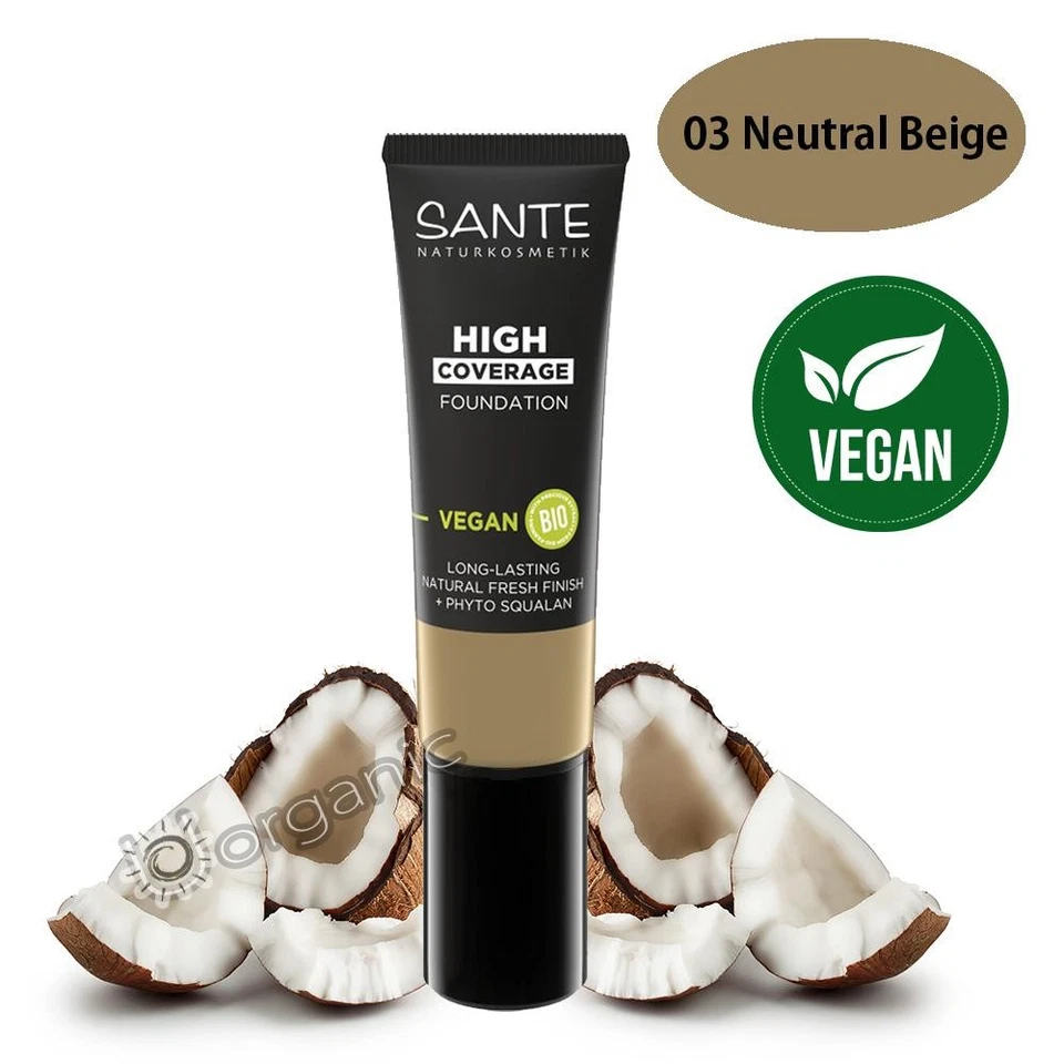 Base de maquillaje Sante Organic Natural Vegana Alta Cobertura 03 Beige Neutro 25 ml Foto 1 de 1