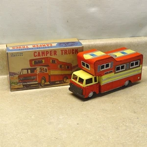Vintage T.K Azuma Japan Tin Camper Truck+ Box, Friction, 8" - Photo 1 sur 16