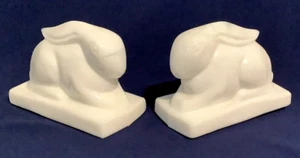 PAAR Heisey Imperial weiß Milchglas Hase Kaninchen Briefbeschwerer Figuren Ostern - Bild 1 von 6
