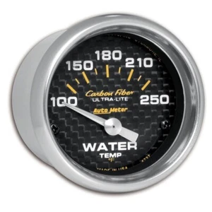 Autometer Carbon Fiber 52mm 100-250 Deg F Electronic Water Temp Gauge - Picture 1 of 2