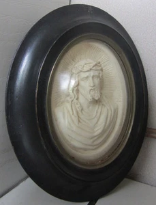 Cornice ovale Napoleone III - scultura in caolino - arte sacra -Cristo - Picture 1 of 5