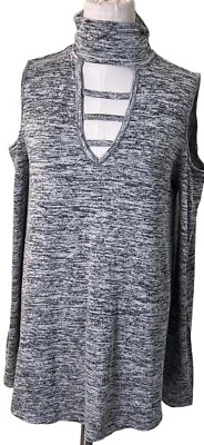 Camisa Larry Levine para mujer hombro frío manga larga talla pequeña Foto 1 de 4